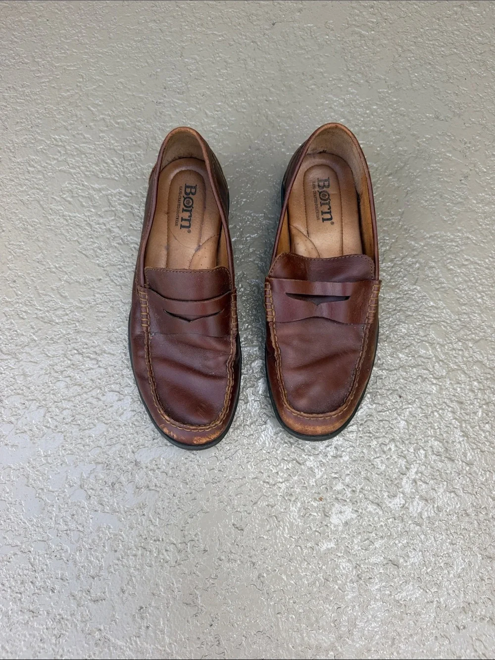 Born Brown Leather Penny-Style Slip-On Loafers